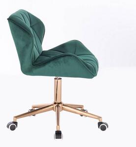 LuxuryForm Židle MILANO VELUR na zlaté podstavě s kolečky - zelená