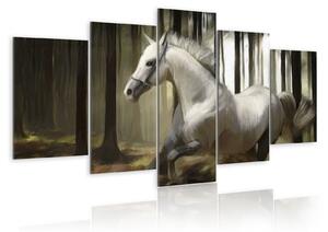 Obraz - Kůň mezi stromy 100x50