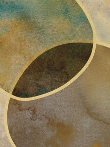 Ilustrace Abstract Circles With Gold, Bilge Paksoylu