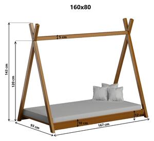 Drevená detská posteľ Tipi - 180x80, Tyrkysová - Konec série