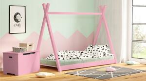 Drevená detská postel Tipi - 200x90, Růžová