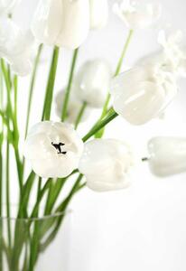 Umělý Tulipán bílý, krystalický 61cm, 12ks