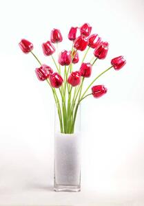 Umělý Tulipán červený, krystalický 61cm, 12ks