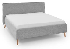 Světle šedá čalouněná dvoulůžková postel s úložným prostorem s roštem 180x200 cm Riva – Meise Möbel