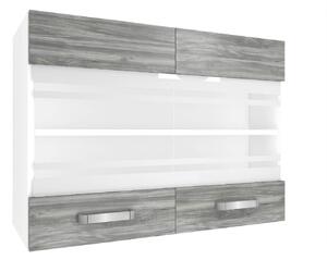 Kuchyňská skříňka Belini horní 80 cm šedý antracit Glamour Wood TOR SGW80/2/WT/GW1/0/U