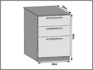 Kuchyňská skříňka Belini spodní se zásuvkami 60 cm bílý mat s pracovní deskou TOR SDSZ60/0/WT/WT/0/B1