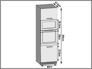 Vysoká kuchyňská skříňka Belini pro vestavnou troubu 60 cm šedý antracit Glamour Wood TOR SSP60/1/WT/GW/0/U