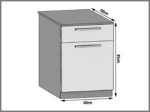 Kuchyňská skříňka Belini spodní se zásuvkami 60 cm černý lesk s pracovní deskou INF SDSZ1-60/0/WT/B/0/F