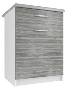 Kuchyňská skříňka Belini spodní se zásuvkami 60 cm šedý antracit Glamour Wood s pracovní deskou TOR SDSZ1-60/0/WT/GW1/0/E