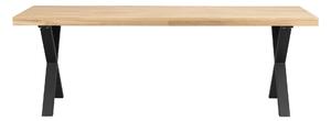Rowico Home, Jídelní stůl z masivního dubu BROOKLYN Oak/black, 220x95 cm | dub, přírodní, černá 119826