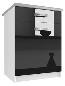 Kuchyňská skříňka Belini spodní se zásuvkami 60 cm černý lesk s pracovní deskou INF SDSZ1-60/0/WT/B/0/D