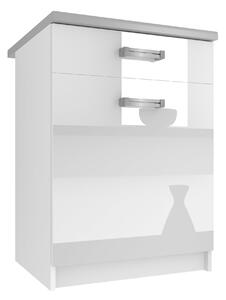 Kuchyňská skříňka Belini spodní se zásuvkami 60 cm bílý lesk s pracovní deskou INF SDSZ1-60/0/WT/W/0/D