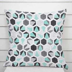 Biante Dekorační povlak na polštář Leona LN-032 Tyrkysovo-šedé hexagony 30 x 50 cm