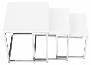 Set 3 konferenčních stolků, bílá matná/chrom, MAGNO TYP 3