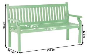 Tempo Kondela Dřevěná zahradní lavička, neo mint, 150 cm, KOLNA