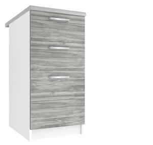 Kuchyňská skříňka Belini spodní se zásuvkami 40 cm šedý antracit Glamour Wood s pracovní deskou TOR SDSZ40/0/WT/GW/0/E