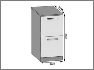 Kuchyňská skříňka Belini spodní 40 cm šedý lesk s pracovní deskou INF SD2-40/0/WT/S/0/B1