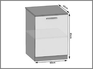 Kuchyňská skříňka Belini spodní 60 cm šedý antracit Glamour Wood s pracovní deskou TOR SD60/0/WT/GW/0/E