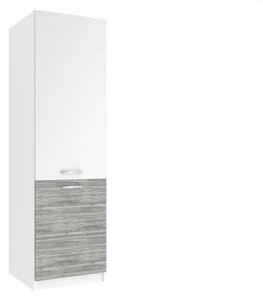 Vysoká kuchyňská skříňka Belini na vestavnou lednici 60 cm bílý mat / šedý antracit Glamour Wood TOR SSL60/0/WT/WTGW/0/E