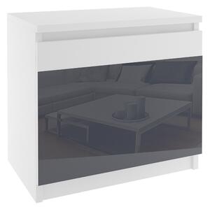 Noční stolek Belini bílý / šedý BM SN1/0/W/W/S/0