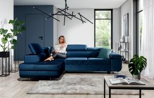 Moderní Rohová sedací souprava Annabelle do obývacího pokoje Modrá Strana levá