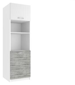 Vysoká kuchyňská skříňka Belini pro vestavnou troubu 60 cm bílý mat / šedý antracit Glamour Wood TOR SSP60/0/WT/WTGW/0/E