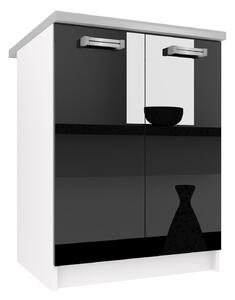 Kuchyňská skříňka Belini spodní 60 cm černý lesk s pracovní deskou INF SD2-60/0/WT/B/0/D