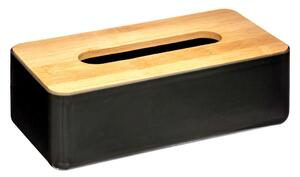 Box na kapesníky Natureo Black, 26x9x13 cm, černá/s dřevěnými prvky