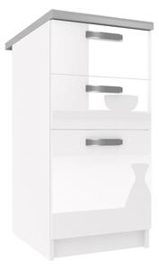Kuchyňská skříňka Belini spodní se zásuvkami 40 cm bílý lesk s pracovní deskou INF SDSZ40/0/WT/W/0/F