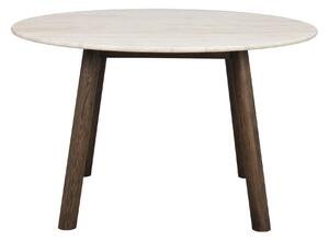 Rowico Home, Kulatý jídelní stůl s deskou z travertinu TARANSAY Beige/brown, 125x125 cm | béžová, hnědá 120831