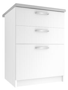 Kuchyňská skříňka Belini spodní se zásuvkami 60 cm bílý mat s pracovní deskou TOR SDSZ60/0/WT/WT/0/E