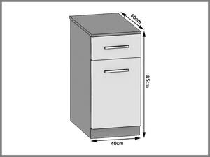 Kuchyňská skříňka Belini spodní se zásuvkami 40 cm bílý lesk s pracovní deskou INF SDSZ1-40/1/WT/W/0/F