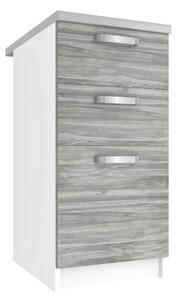 Kuchyňská skříňka Belini spodní se zásuvkami 40 cm šedý antracit Glamour Wood s pracovní deskou TOR SDSZ40/0/WT/GW/0/U