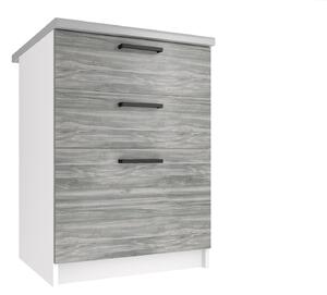 Kuchyňská skříňka Belini spodní se zásuvkami 60 cm šedý antracit Glamour Wood s pracovní deskou TOR SDSZ60/1/WT/GW/0/B1