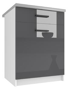 Kuchyňská skříňka Belini spodní se zásuvkami 60 cm šedý lesk s pracovní deskou INF SDSZ1-60/0/WT/S/0/B1
