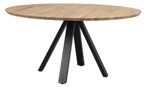 Rowico Home, Kulatý jídelní stůl z masivního dubu CARRADALE Oak/black, 150x150 cm | dub, přírodní, černá 120896