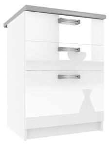 Kuchyňská skříňka Belini spodní se zásuvkami 60 cm bílý lesks pracovní deskou INF SDSZ60/1/WT/W/0/D