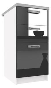 Kuchyňská skříňka Belini spodní se zásuvkami 40 cm černý lesk s pracovní deskou INF SDSZ40/1/WT/B/0/D