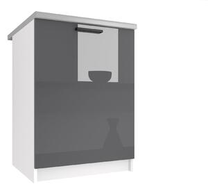 Kuchyňská skříňka Belini spodní 60 cm šedý lesk s pracovní deskou INF SD60/0/WT/S/0/B1/