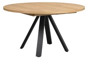 Rowico Home, Rozkládací kulatý jídelní stůl MADDOCK Oak/black, 135x135 cm | dub, přírodní, černá 121126