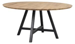 Rowico Home, Kulatý jídelní stůl z masivního dubu CARRADALE Oak/black, 150x150 cm | dub, přírodní, černá 120898