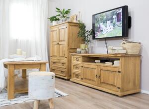 RV704 dřevěný televizní stolek z přírodní borovice Drewmax (Povrch přírodní vosk!)