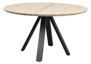 Rowico Home, Kulatý jídelní stůl z masivního dubu CARRADALE Whitewash/black, 130x130 cm | přírodní, černá 121215