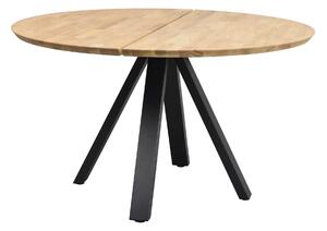 Rowico Home, Kulatý jídelní stůl z masivního dubu CARRADALE Oak/black, 130x130 cm | dub, přírodní, černá 121218