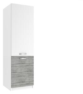 Vysoká kuchyňská skříňka Belini na vestavnou lednici 60 cm bílý mat / šedý antracit Glamour Wood TOR SSL60/1/WT/WTGW/0/U