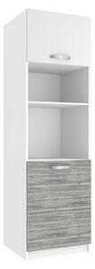 Vysoká kuchyňská skříňka Belini pro vestavnou troubu 60 cm bílý mat / šedý antracit Glamour Wood TOR SSP60/1/WT/WTGW/0/U
