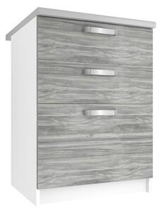 Kuchyňská skříňka Belini spodní se zásuvkami 60 cm šedý antracit Glamour Wood s pracovní deskou TOR SDSZ60/1/WT/GW/0/U