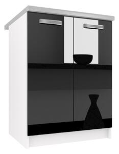 Kuchyňská skříňka Belini spodní 60 cm černý lesk s pracovní deskou INF SD2-60/0/WT/B/0/F