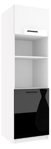 Vysoká kuchyňská skříňka Belini pro vestavnou troubu 60 cm bílý lesk / černý lesk INF SSP60/1/WT/WB/0/B1