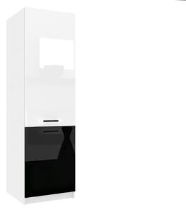 Vysoká kuchyňská skříňka Belini na vestavnou lednici 60 cm bílý lesk / černý lesk INF SSL60/1/WT/WB/0/B1